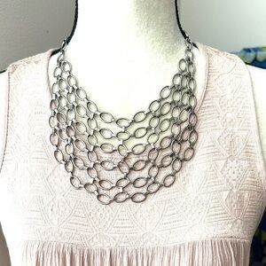 Chainmail Bib Oval Link Stainless Steel Statement Necklace
